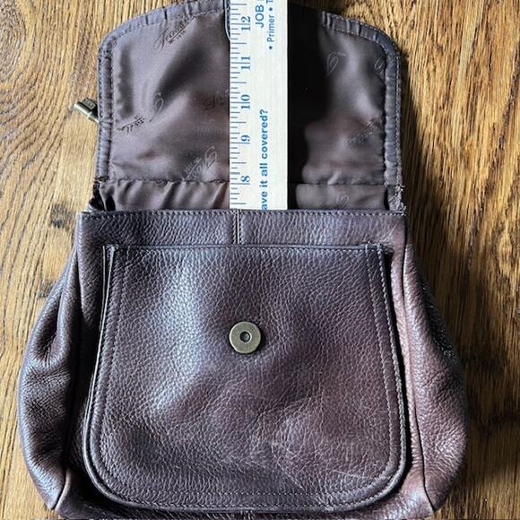 VTG Fossil Small Crossbody Purse Brown Genuine Pebbled Leather 75082 Key READ - Picture 6 of 11